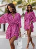 Basic Casual Dresses Women Sexy V Neck Mini Dresses Summer Boho Casual Floral Print Batwing Sleeve Dresses Female Ruffle Beach Party Dress Vestidos 230728