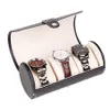 LinTimes New Black Color 3 Slot Watch Box Travel Case Wrist Roll Jewelry Storage Collector Organizer281U