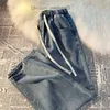 Jeans pour femmes printemps et automne S-5xl style de préparation taille haute pantalon droit brossé couleur unie pour femmes pantalons en denim lâches sac coréen jeans Z230728