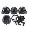 Motosiklet kaskları için 3 4 Açık Kask PU Deri Goggle Mask Vintage Stil XL258F