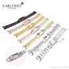 CARLYWET 20mm Two Tone Rose Gold Silver Black Solid Curved End Screw Links New Style Glide Lock Clasp Steel Watch Band Bracelet257M