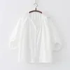 Blusas femininas elegantes de grife de luxo superdimensionadas branco azul bege sólido algodão roupas estilo coreano roupas femininas 2023 tops
