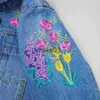 Kurtki 210t Spring Girls Outfity maluch dżins haft koktajle kwiaty dżinsowe kurtka płaszcza bolesne ubrania ubrania dziecięce j230728