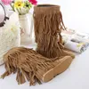 Boots Women's super large 34-43 warm velvet tassel round toe Nubuck leather high stool winter flat boots women's shoes Z230728