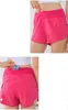 Donna lu Pantaloncini corti con cerniera posteriore Pantaloncini sportivi foderati da corsa Pantaloncini corti da allenamento per allenamento a vita alta lu88263