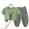 Zestawy odzieży Zestaw Dzieci Dziewczyna ubrania letnia garnitur dziecięce urocze bawełniane spodnie Toddler Loungewear Soft Tracksuit 210Y 230728