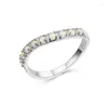 Eheringe Niedliche weibliche weiße Opal Stein Ring Mode Rose Gold Farbe für Frauen kleine runde Ewigkeit Liebe Verlobung