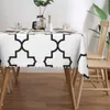 Table Cloth Rectangular Black And White Moroccan Quatrefoil Tile Pattern Waterproof Tablecloth Outdoor 40"-44" Cover