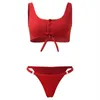 Women's Swimwear 2023 Summer Swimmwear High Waisted Bikini Scoop Neck Swimsuit Two Pieces Bathing Suit Female Beachwear