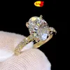 Banda venda quente ouro real 9k 14k s sier feminino conjunto de casamento oval corte diamante anéis de noivado moissanite