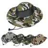 Breite Krempe Hüte Outdoor Atmungsaktive Mesh Camouflage Eimer Hut Sonnenschutz Jagd Angeln Wandern Cap Militärische Panama Sommer Armee