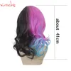 Cosplay Wigs Xi.Rocks 3506 Melanie Martinez Halloween Party Colorful For Short Wavy Ombre Synthetic High Temperature Fiber Hair Cosplay Wig 230727