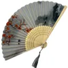 Produtos de estilo chinês Tansel Fen dobring Fan Dobring Bamboo Vermelho Blossom Red Shui Handheld Fan Sala de estar Desech College Chinese Decor