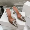 Sapatos sociais Amina muaddi88 sandálias femininas de salto alto Designer de luxo Girassol Strass fivela transparência slingbacks Bombas 9,5 cm sandália de salto alto 35-42 sapato feminino