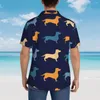 Camisas casuais masculinas de manga curta colorida Dachshunds Dog Lover Pet camisa azul marinho roupas de praia personalidade tops
