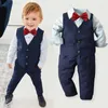 Kleidung Sets 2023 Baby Jungen Kleidung Set Kind Formale Gentleman Anzüge Geburtstag Party Kleid Bowtie Hemd Weste Hosen 4 stücke Senden Socken