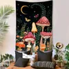 Objets décoratifs Figurines Champignon Lune Étoile Tapisserie Bohème Plantes Florales Debout Esthétique Tenture Murale Tapisseries pour Chambre Noir Tapis Décor 230727