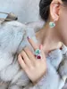 Collier boucles d'oreilles ensemble CARLIDANA luxe Double coeur cristal glacé bague/boucles d'oreilles pour les femmes mode couleur argent cuivre Zircon bijoux