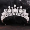 Luxury Princess Tiara Crown Vintage Green Red Blue Crystal Tiara Women Wedding Headdress Gift Hair Jewelry