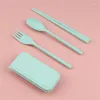 Dinnerware Sets Spoon Fork Chopsticks Wheat Straw Detachable Cutlery Kit Portable Travel Lunch Tableware Students Kitchen Accessories