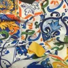 Fabric and Sewing Fashion Blue And White Porcelain Lemon Printed Cotton For Women Dress Blouse Tessuto En Tissu T DIY Cloth 230727