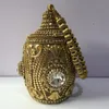 Kvällspåsar Doyutig Indian Women's Black Antique Gold Metal Handväskor Kort handtag Rem Bröllopskopplingar Lady Fashion Bag F728 230727