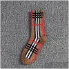 Calcetines Medias Sttiped Womens Mens Casual Uni Hombre Mujer Fashiona Coton British Tide Card Soxsocks Drop Delivery Ropa interior Dh8Io