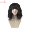 Cosplay Wigs Xi.rocks 3808A Short Curly Hair Wavy Balck Female High Temperature Resistant Synthetic Fiber Wig Cosplay 230727