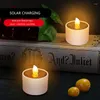 Candle Holders Solar Outdoor Garden Flickering Warm White Dusk To Dawn Lights Reusable LED Tea Light Candles Flameless