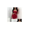 Basic Casual Dresses Women Y Design Contracted High Waist Hollow Out Knot Sleeveless Solid Color Unregar Mini Dress Drop Delivery Ap Dhv1C