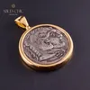 Collane con ciondolo Ciondolo moneta romana fatta a mano in argento sterling 925 Tono oro 18 carati Collana con scultura antica a doppia faccia C11N3S25718 230727