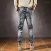 Herren-Jeans, trendige koreanische Waschung, Vintage-Stil, Herbst/Winter, schmal geschnitten, für Herren/Herren-Casual-Streetwear, perfekt passend zu 3XL