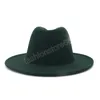 Zielony zielony wewnętrzny lampart wełna poczuł Jazz Fedora Hats Kobiety mężczyźni zimowi zielony panama dwupiętrowy impreza formalna kapelusz