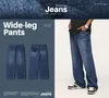 Jeans pour hommes Hip Hop Leader Y2k Denim Tissu Mince Hommes Lâche Pantalon Droit Cordon Élastique À La Taillevintage Bleu Large Jambe Couleur Coll
