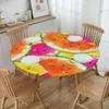 Bordduk Rundtäcke för matsal Elastisk dutduk Färgglad akvarell Vattenmelonskivor Monterade husdekoration
