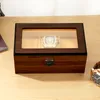 Scatole per orologi Custodie Rettangolare Scatola per orologi in legno Scatola per orologi a 3 bit Organizer Scatola per esposizione Custodia per pacchi Armadietto in vetro Cofanetto in legno di lusso per orologi 230727