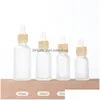 Packing Bottles 10Ml 15Ml 20Ml 30Ml 50Ml Frosted Glass Dropper Bottle With Imitated Bamboo Cap Liquid Vials For Cosmetic Per Drop Deli Othgk