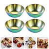 Dinnerware Sets 4 PCS Seasoning Dish Small Metal Tray Stainless Steel Plate Dessert Snack Prep Bowls Japenese