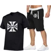 Survêtements pour hommes 2023 T-shirt Set Haute Qualité West Logo Print Fashion Casual Shorts à manches courtes