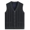 Men's Vests 2023 Style Spring And Autumn Stripe Sweater Vest Knitted Male Cardigan Tops Classic A89