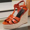 Sandals Luxury Women Peep Toe Real Leather Super High Heel Female Shoes Hand Woven Retro Roman Platform Wedge