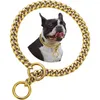 Dog Collars Chain Walking Collar Gold Cuban Link 316L Stainless Steel Metal 10mm Heavy Duty For Small Large Dogs