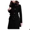 Women'S Wool Blends Womens Winter Lapel Coat Trench Jacket Long Sleeve Overcoat Outwear Abrigos Mujer Invierno Camel Plus Size Drop Dhc4T