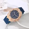 Horloges Luxe vier wijzerplaten Zes naalden Lichtgevend dameshorloge Modieus en veelzijdig Diamond Inlay Waterproof Silicone Tape Pols