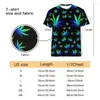 Camisetas masculinas TShirts Wet Paint 420 Liquid Pot Leaves On Black Impresso em 3D Respirável Manga Curta Poliéster Harajuku Tops Streetwear