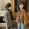 Jassen Herfst Unisex Kinderen effen kleur katoenen jassen Meisjes losse casual Jassen Jongens reverskraag uitloper 230728