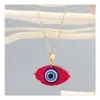 Pendentif Colliers 7 Couleurs Vintage Ethnique Ovale Turquie Mauvais Yeux Collier Pour Femmes Or Couleur Blue Eye Choker Clavicule Chaîne Turc Dhkhu