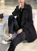Kadın Trençkotları Khaki Kısa Windbreaker Koreli Sonbahar/Kış katı ceket 2023 İnce Takım Ofis Lady için Siyah