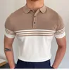 T-shirts pour hommes Vêtements d'été Tricots à manches courtes Color-block Business Polo Shirt Hommes