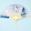 Chinese Style Products Chinese Style Folding Fan Wooden Shank Dance Hand Held Fans High Quality Tassel Female Fan Home Decoration Crafts